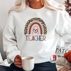 teacher sweatshirt, teacher crewneck, boho rainbow teacher sweater, fall sweater, gift for teacher, cute teaching pullov