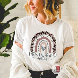 mental health shirt, be kind to your mind tee, self care shirt, mental health leopard rainbow tee, counselor shirt, wome