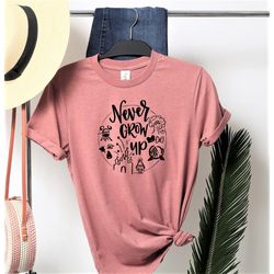 never grow up disney magic world personalized tee-shirt