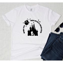 when you wish upon a death star disney castle t-shirt