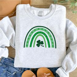 rainbow sweatshirt, st. patrick's day rainbow sweater, lucky sweatshirt, clover sweatshirt, simple holiday sweater