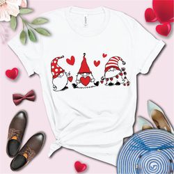 valentines day gnome heart graphics tee, funny gnomes shirt for valentine, cute heart love t-shirt, valentine's day gift