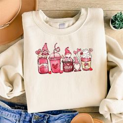 gnomes milkshake sweatshirt, drink gnome sweater, love sweatshirt, valentine gnomes sweat, valentine's day gift, valenti