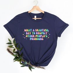 What A Beautiful Day to Respect Other People's Pronouns Shirt,Gay Rights T-Shirt,Human Rights Shirt,Equality T-Shirt,LGB