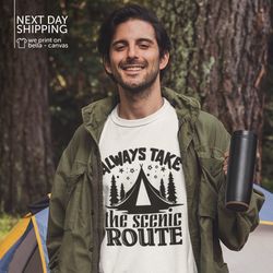 always take the scenic route camping travel adventure wild compass shirt vacation shirt gift for traveler vacation shirt