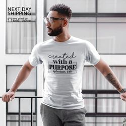 christian shirt christian gift faith shirt purpose shirt believe shirt created with a purpose shirt bible verse shirt mr