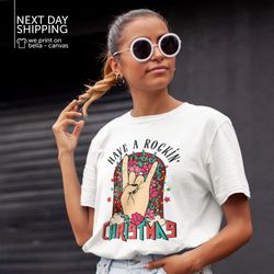 christmas shirt retro rocker christmas tee rocker christmas tshirt metal christmas sweatshirt have a rockin christmas ho