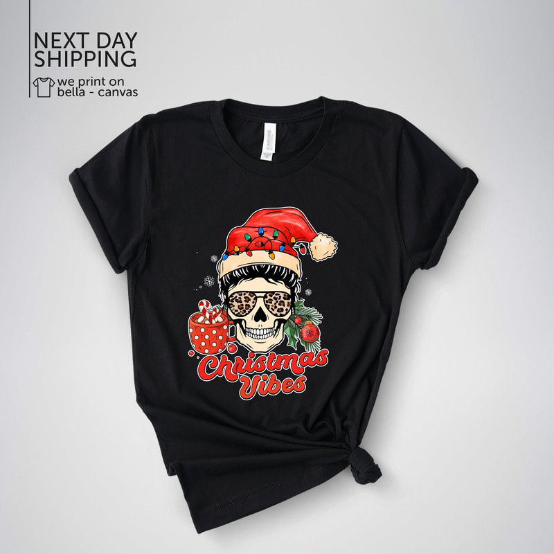 Christmas Vibe Tis The Season Shirt Christmas Vibe Sweatshirt Cute Christmas Skeleton Girl Holiday Apparel MRV2236.jpg