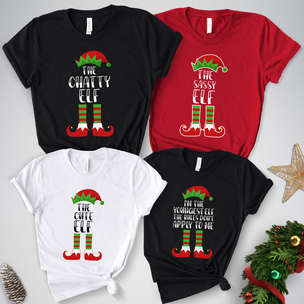 Custom I'm The Youngest Elf The Rules Don't Apply To Me Shirt The Chatty Elf Tee The Sassy Elf The Cute Elf Family Matching Pajamas MRV2581.jpg