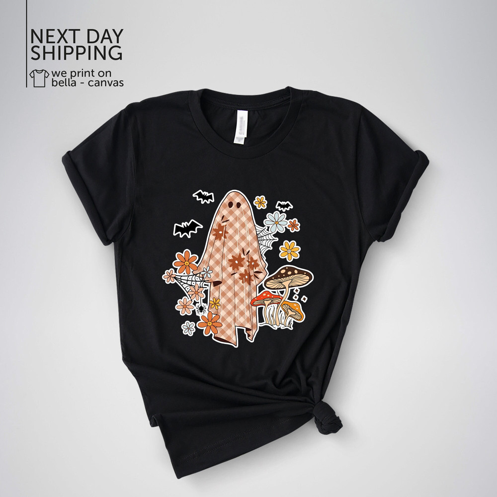 Floral Pumpkin Ghost Halloween Season Shirt Spooky Pumpkin Sweatshirt Floral Ghost Face Tee Halloween Party Hodie Fall Long Sleeve MRV2123.jpg