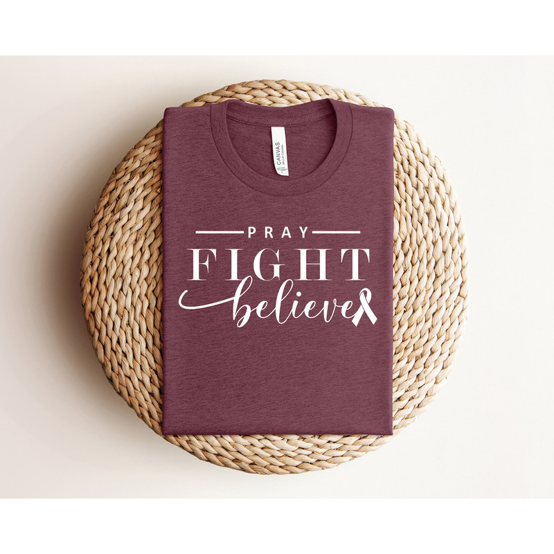 Pray Fight Believe Shirt, Cancer Fighter Shirt, Believer Shirt, Breast Cancer Awareness Sweatshirt, Pink Ribbon Shirt, Pink Day Sweatshirt.jpg