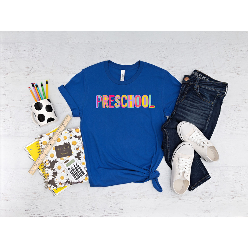 Preschool Rainbow Shirt, Preschool Team Shirt, Back To School Shirt, Colorful Preschool Shirt, Preschool Teacher Shirt, Preschool Shirt.jpg