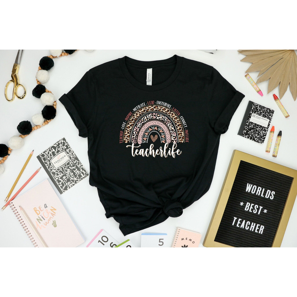 Teach Love Inspire Motivate Listen Encourage Shirt, Teacher Rainbow Shirt, Teacher Leopard Shirt, Teacher Life Shirt, Teacher Day Shirt.jpg