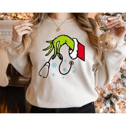 nurse stethoscope sweatshirt, grinch nurse sweatshirt, christmas nurse hoodie, merry grinchmas sweatshirt, nursing chris