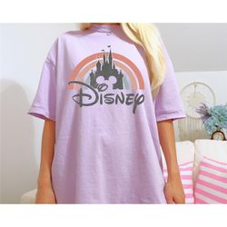 comfort colors disney rainbow castle shirt, disney vintage, disney family tees, castle shirts, retro disney apparel, dis