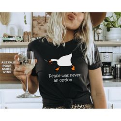 retro comfort duck shirt, peace was never an option sweatshirt, funny duck shirt, funny goose shirt, preppy clothes shir