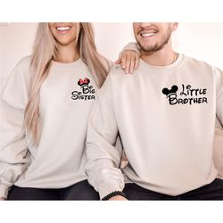 disney sister sweatshirt, disney brother sweatshirt, big brother mickey sweatshirt, big sister minnie sweatshirt, big br