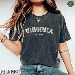 virginia comfort colors shirt, womens virginia crewneck tee, home state shirt, moving to virginia gift, virginia travel