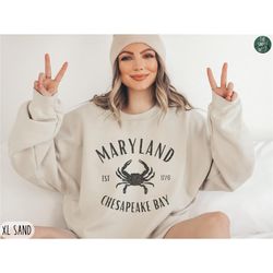 Maryland Sweatshirt, Womens Maryland Crewneck, Chesapeake Bay Shirt, Moving to Maryland Gift, Maryland Travel Souvenir,
