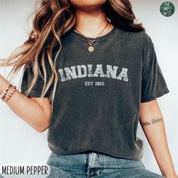 indiana comfort colors shirt, womens indiana crewneck tee, home state shirt, moving to indiana gift, indiana trip souven