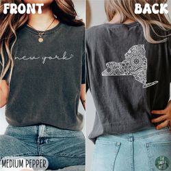 new york comfort colors shirt, womens floral new york crewneck tee, moving to new york gift, new york souvenir, nyc bach