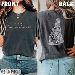 new hampshire comfort colors shirt, womens floral new hampshire crewneck tee, moving to new hampshire gift souvenir, nh