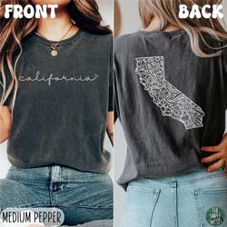 california comfort colors shirt, womens floral california crewneck tee, moving to california gift, ca souvenir, cali bac