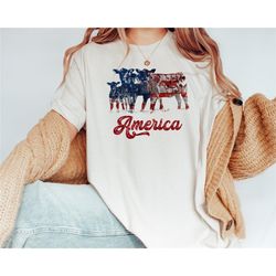 western 4th of july shirt, patriotic cow, america cow shirt, 4th july shirt women, patriotic shirt, cow shirt, fourth of