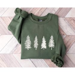 camping sweatshirt, pine tree sweatshirt, evergreen trees, gift for nature lover, travel, hiking shirt, nature crewneck
