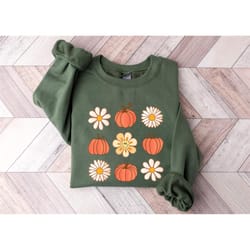 thanksgiving flowers pumpkin sweatshirt, flowers pumpkin thanksgiving shirt, leopard print pumpkin shirt women's thankfu