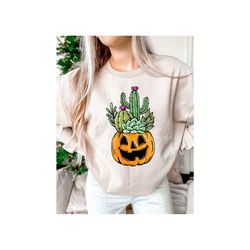 halloween sweatshirt, cactus pumpkin sweatshirt, pumpkin shirt, halloween shirt, ghost shirt, witch shirt,halloween cost