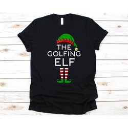 the golfing elf shirt, gift for golfer men and women, funny christmas shirt, golf lovers graphic, golf ball, golf clubs