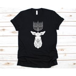 deer hanukkah shirt, hanukkah graphic, festival of lights shirt, jewish festival, chanukah shirt, hanukkiah menorah desi