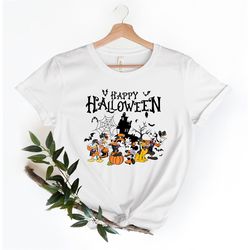 disney happy halloween shirt, disney halloween matching shirt, mickey minnie and friends shirt, disney character hallowe