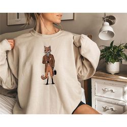fox sweatshirt, bohemian sweasthirt, wild animal hoodie, dapper fox hoodie, nature lover shirts, animal lover for women,