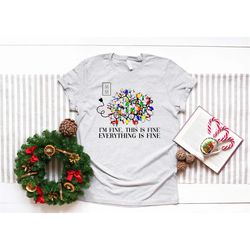 i'm fine this is fine everything is fine t-shirt, sarcastic christmas outfit, funny christmas light shirt, tangled chris