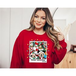 retro mickey and friends sweatshirt, christmas disney shirt, family holiday trip, xmas disneyland, merry christmas party