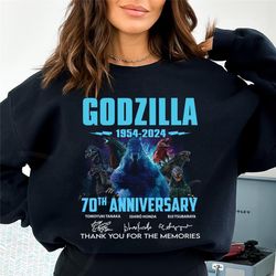godzilla movie 1954 – 2024 70th anniversary sweatshirt, thank you for the memories sweatshirt, godzilla minus one sweats