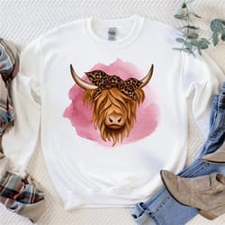 highland cow sweatshirt, cow crewneck, farm life sweatshirt, farm christmas sweatshirt, gifts for cow lover, farm animal