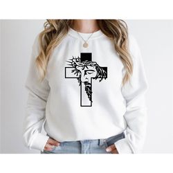 jesus cross sweatshirt, faith sweater, faith jesus hoodie, holy cross sweater, prayer sweatshirt, religious sweater, jes