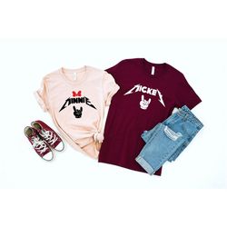 minnie mickey rock and roll t-shirt, disney matching couple shirt, disney rock and roll couple t-shirt, mickey disney te