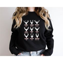 christmas reindeer sweatshirt, reindeer varieties sweaters, xmas reindeer hoodies, merry christmas sweatshirt, matching