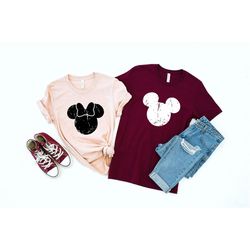disney grunge mickey head shirt, disney family vacation t-shirt, vintage minnie mickey matching couple shirt, disneyland