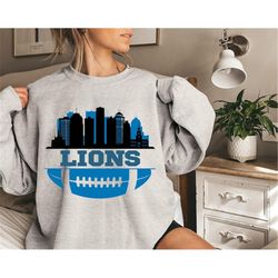 Vintage Detroit Football Sweatshirt Lions Football Crewneck Retro Style Lions Shirt Gift for Lions Football Fan Detroit