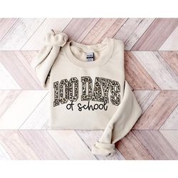 leopard print 100 days of school teacher shirt, teacher shirt, happy 100th day of school shirt, gift for teacher, 100 da
