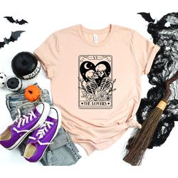 the skeleton lovers tarot card shirt, skeleton lovers tarot theme sweatshirt, tarot skeleton shirt, tarot card lovers sw