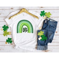 shamrock leopard rainbow st patrick's day t-shirt, vintage st patrick's day shirt, irish day shirt, women st paddy day s