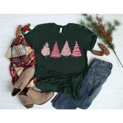 ladies christmas shirt, women christmas shirt, women holiday shirt, leopard print christmas tree shirt, pink christmas t
