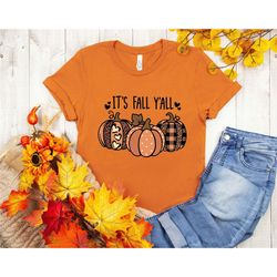 It's Fall Y'all Shirt, Fall Shirt, Pumpkin Shirt, Cute Fall Shirt, Leopard Print Pumpkin Shirt, Fall Mom Shirt, Thanksgi