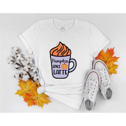 fall coffee pumpkin latte drink cup t-shirt, pumpkin spice shirt, coffee lover shirt, thanksgiving shirt, fall coffee sh